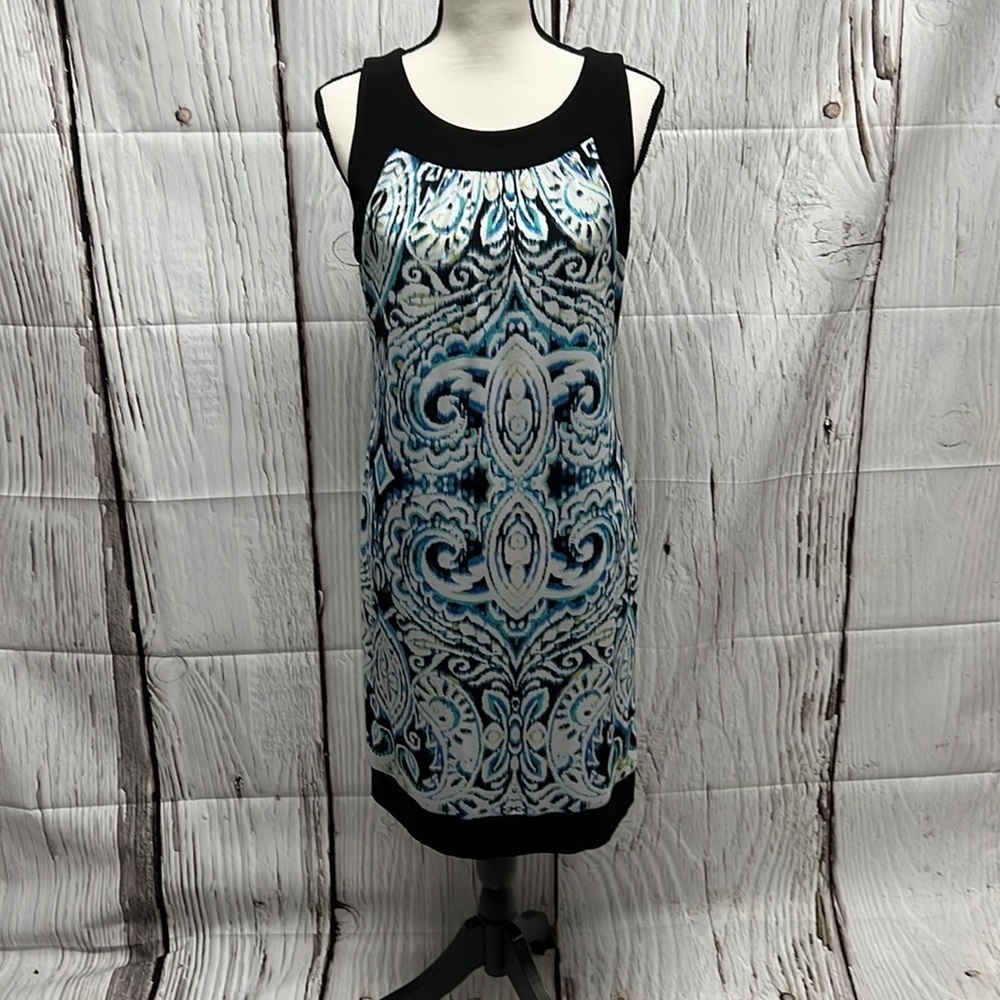 AB Studio Dress in Blues, Green And Black  - Medium